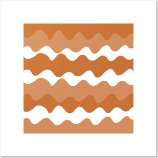 Brown and white horizontal waves pattern Posters and Art